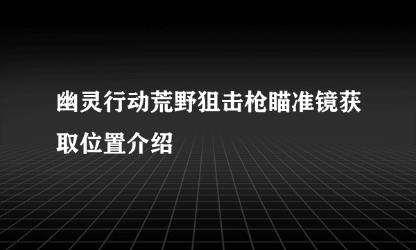 幽灵行动荒野狙击枪瞄准镜获取位置介绍