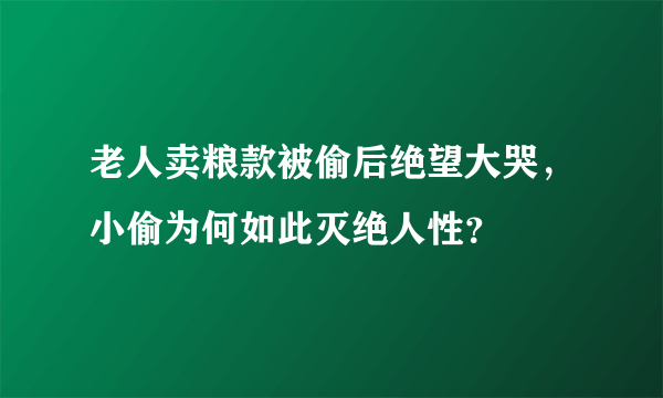 老人卖粮款被偷后绝望大哭，小偷为何如此灭绝人性？