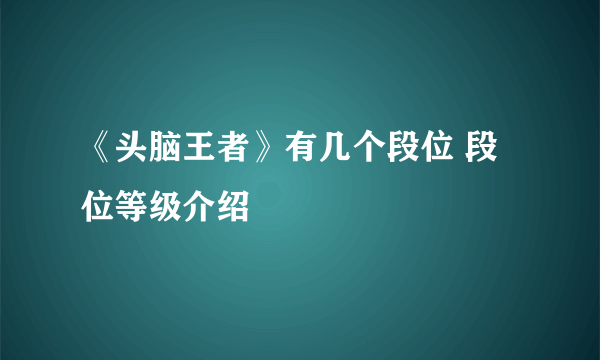 《头脑王者》有几个段位 段位等级介绍