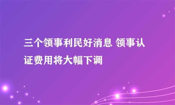 三个领事利民好消息 领事认证费用将大幅下调