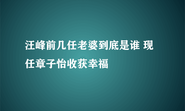 汪峰前几任老婆到底是谁 现任章子怡收获幸福