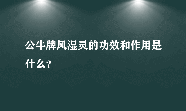 公牛牌风湿灵的功效和作用是什么？