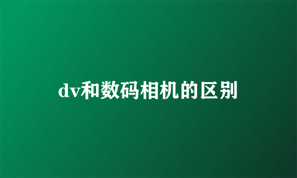 dv和数码相机的区别