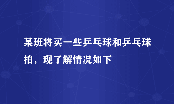 某班将买一些乒乓球和乒乓球拍，现了解情况如下