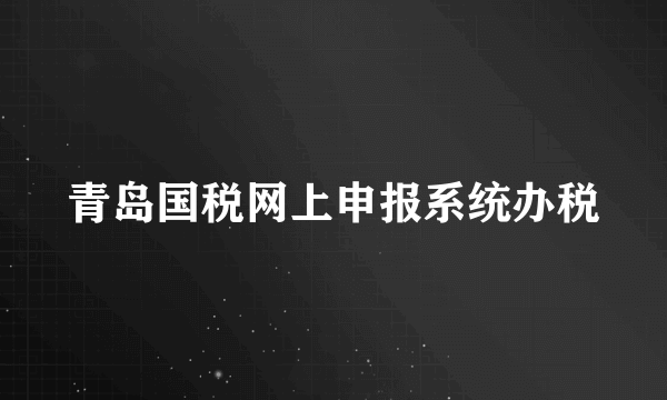 青岛国税网上申报系统办税