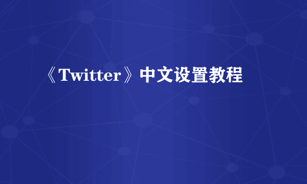 《Twitter》中文设置教程