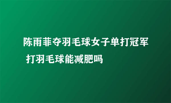 陈雨菲夺羽毛球女子单打冠军 打羽毛球能减肥吗