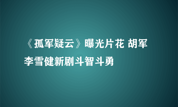 《孤军疑云》曝光片花 胡军李雪健新剧斗智斗勇