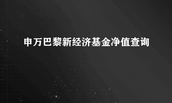 申万巴黎新经济基金净值查询