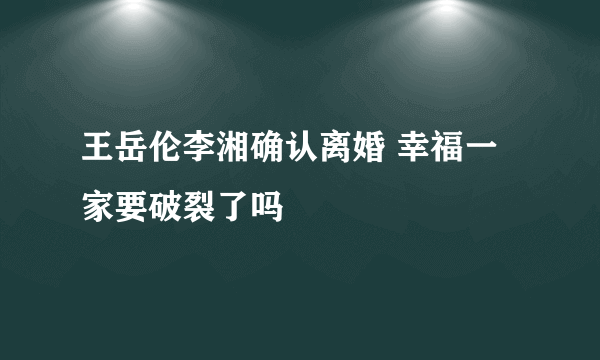 王岳伦李湘确认离婚 幸福一家要破裂了吗