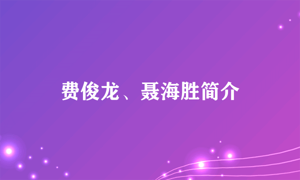 费俊龙、聂海胜简介