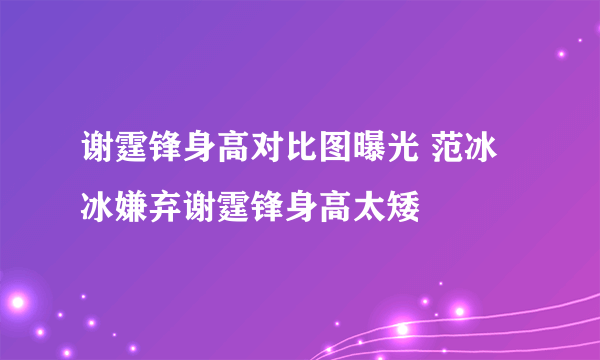 谢霆锋身高对比图曝光 范冰冰嫌弃谢霆锋身高太矮