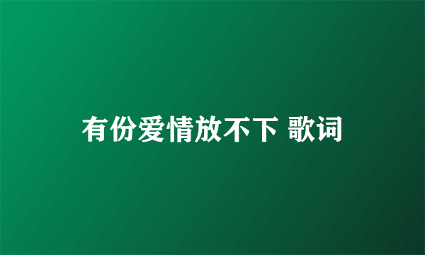 有份爱情放不下 歌词