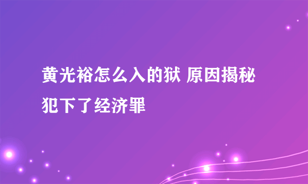 黄光裕怎么入的狱 原因揭秘犯下了经济罪