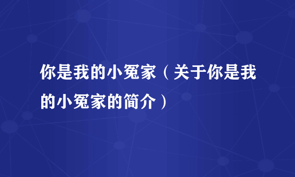 你是我的小冤家（关于你是我的小冤家的简介）