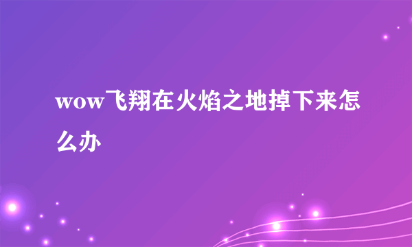 wow飞翔在火焰之地掉下来怎么办