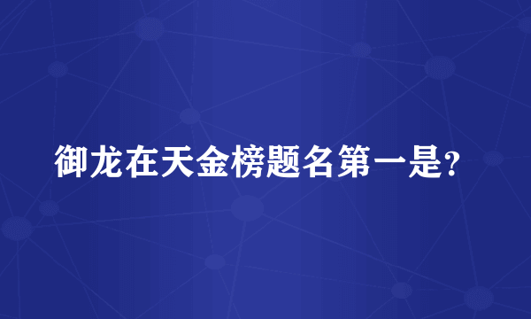 御龙在天金榜题名第一是？