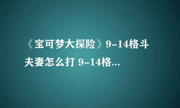 《宝可梦大探险》9-14格斗夫妻怎么打 9-14格斗夫妻打法攻略