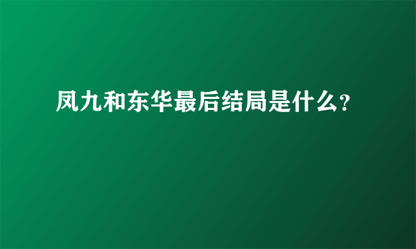 凤九和东华最后结局是什么？