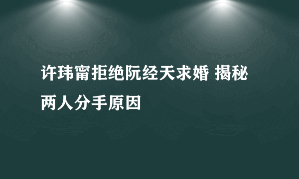 许玮甯拒绝阮经天求婚 揭秘两人分手原因