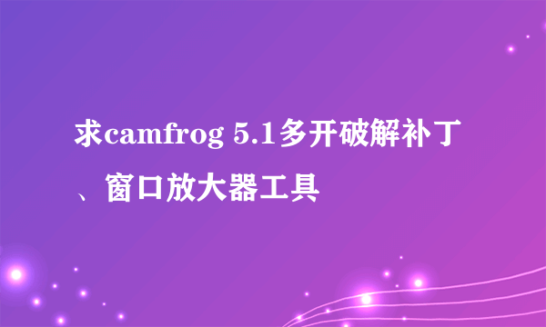 求camfrog 5.1多开破解补丁、窗口放大器工具