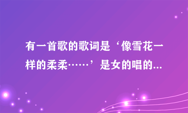 有一首歌的歌词是‘像雪花一样的柔柔……’是女的唱的，歌名叫什么？