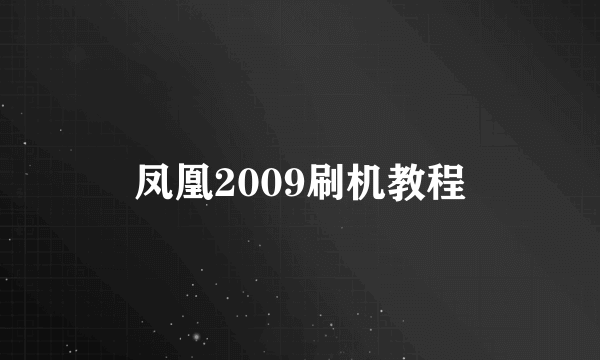 凤凰2009刷机教程