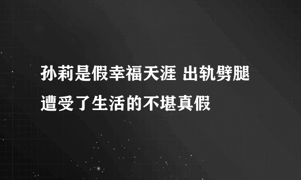 孙莉是假幸福天涯 出轨劈腿遭受了生活的不堪真假