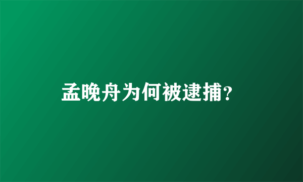 孟晚舟为何被逮捕？