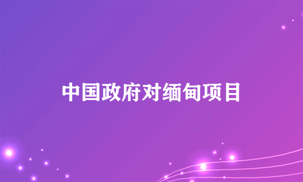 中国政府对缅甸项目