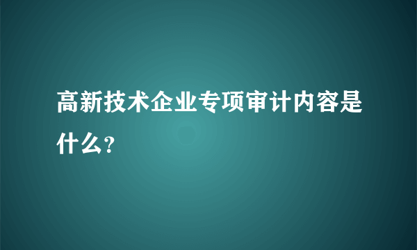 高新技术企业专项审计内容是什么？