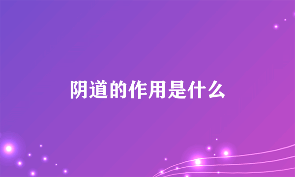 阴道的作用是什么