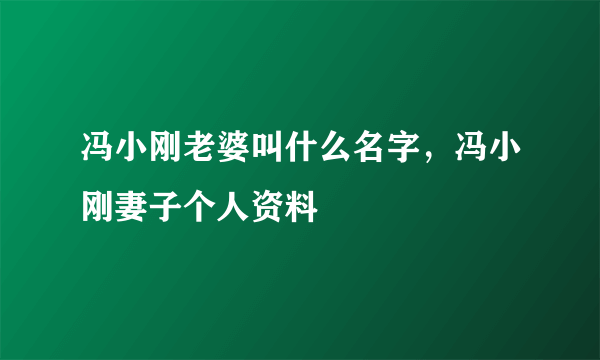 冯小刚老婆叫什么名字，冯小刚妻子个人资料