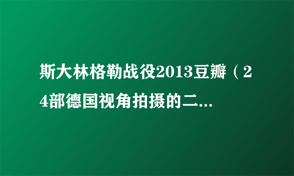 斯大林格勒战役2013豆瓣（24部德国视角拍摄的二战电影）