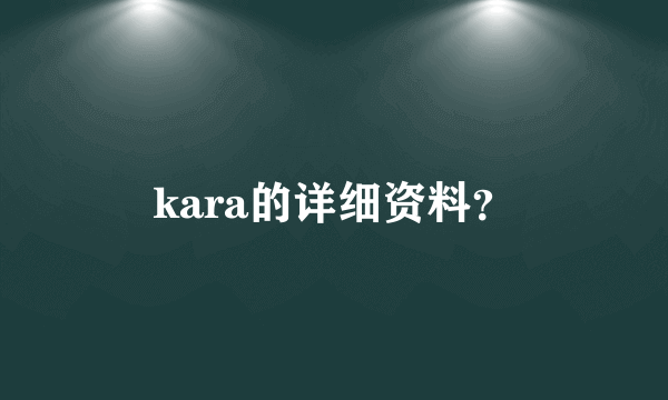 kara的详细资料？