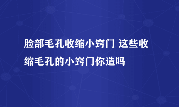 脸部毛孔收缩小窍门 这些收缩毛孔的小窍门你造吗