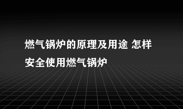 燃气锅炉的原理及用途 怎样安全使用燃气锅炉