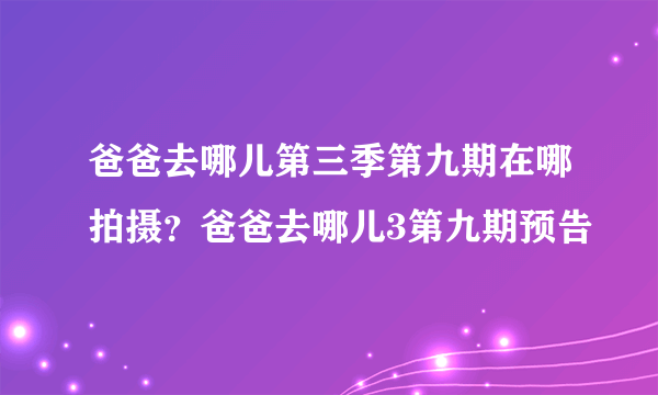 爸爸去哪儿第三季第九期在哪拍摄？爸爸去哪儿3第九期预告