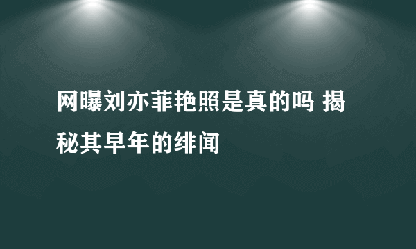 网曝刘亦菲艳照是真的吗 揭秘其早年的绯闻