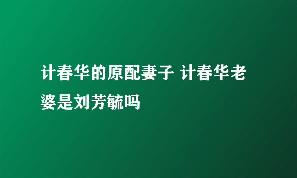 计春华的原配妻子 计春华老婆是刘芳毓吗