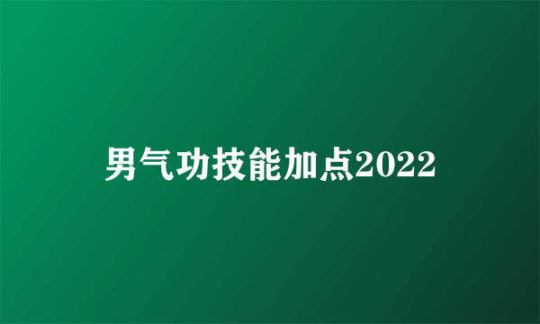 男气功技能加点2022