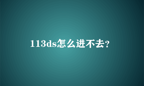 113ds怎么进不去？