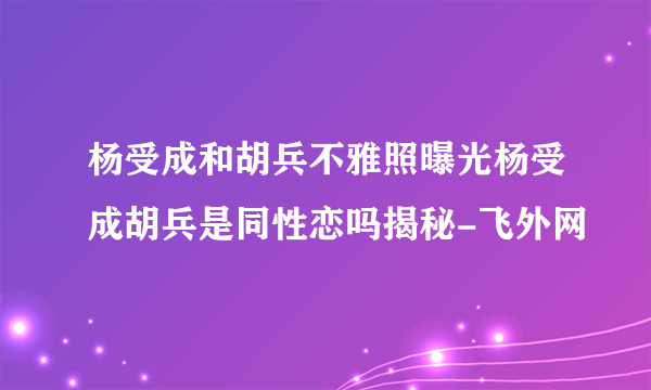 杨受成和胡兵不雅照曝光杨受成胡兵是同性恋吗揭秘-飞外网