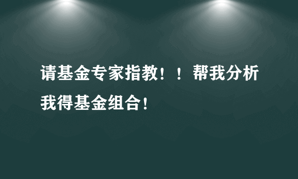 请基金专家指教！！帮我分析我得基金组合！