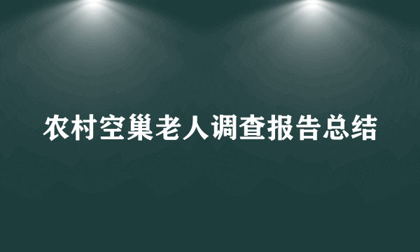 农村空巢老人调查报告总结