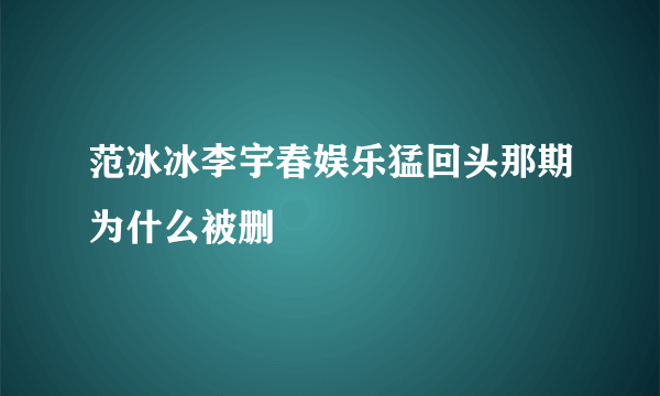 范冰冰李宇春娱乐猛回头那期为什么被删