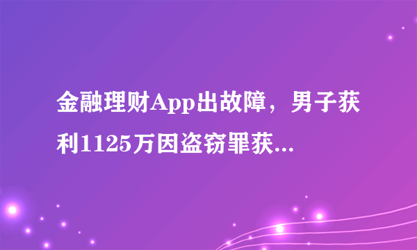 金融理财App出故障，男子获利1125万因盗窃罪获刑11年，你怎么看？