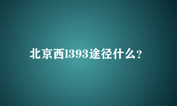 北京西l393途径什么？