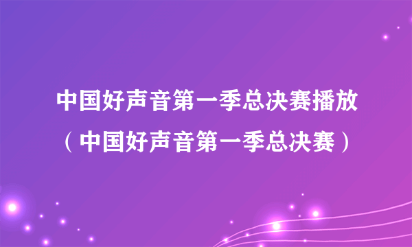 中国好声音第一季总决赛播放（中国好声音第一季总决赛）