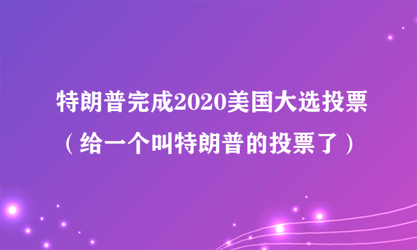 特朗普完成2020美国大选投票（给一个叫特朗普的投票了）